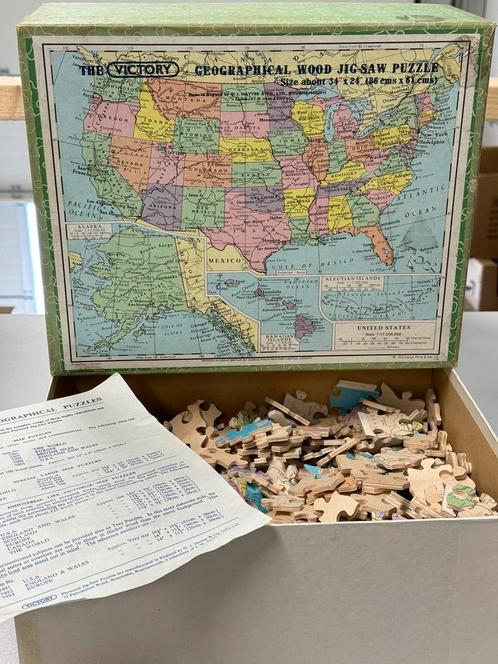 Puzzle en bois VICTORY 1972 650 États-Unis et Amérique, rare, Hobby & Loisirs créatifs, Sport cérébral & Puzzles, Comme neuf, Puzzle