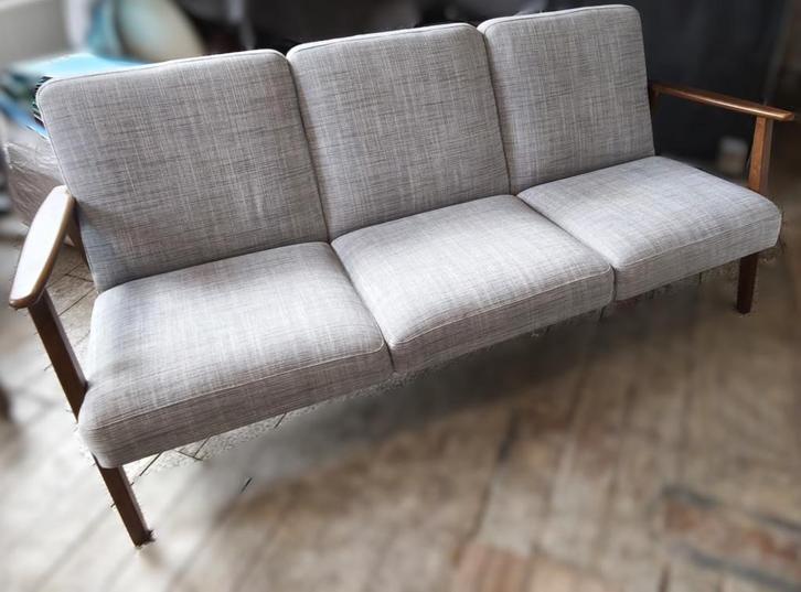 Lot de 2 canapés 3pl gris clair en bon état, Huis en Inrichting, Zetels | Zetels, Gebruikt, Rechte bank, Driepersoons, 150 tot 200 cm