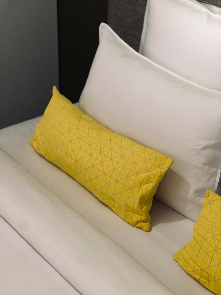 Set van 2 sierkussens – Geel met driehoekpatroon, Huis en Inrichting, Woonaccessoires | Kussens, Geel, Ophalen