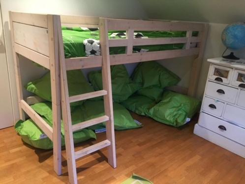 Lifetime halfhoogslaper, Huis en Inrichting, Slaapkamer | Bedden, Gebruikt, Eenpersoons, 90 cm, 200 cm, Hout, Wit, Verstelbaar