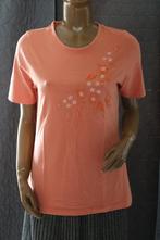 T-shirt geborduurde bloemen pareltjes op borst oranje 42/44, Manches courtes, Porté, Taille 42/44 (L), Enlèvement ou Envoi