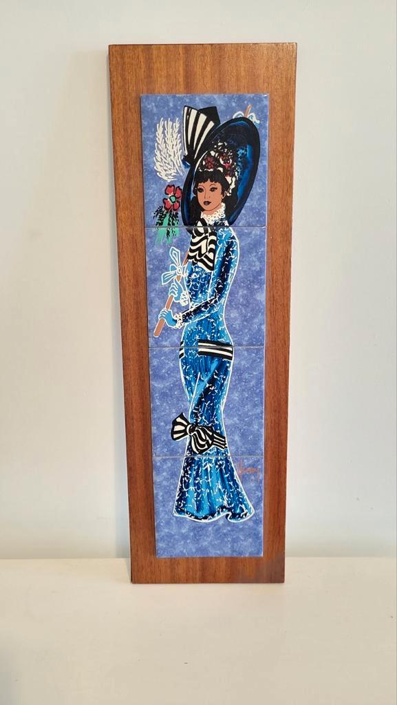Vintage (gesigneerd) schilderij op betegeld paneel, Antiek en Kunst, Kunst | Schilderijen | Modern, Ophalen