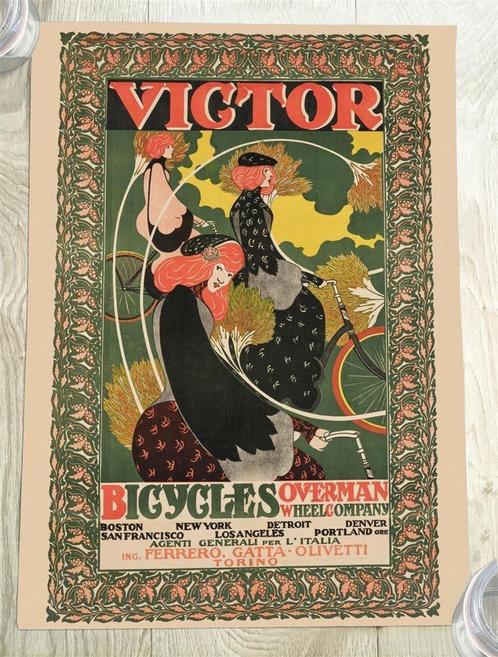 VICTOR Cycles | Art Nouveau Vintage Fiets Poster Affiche, Verzamelen, Posters, Nieuw, Verzenden