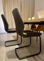 3 donkergrijze stoelen in loftstijl kunstleer, Ophalen, Drie, Metaal, Zo goed als nieuw