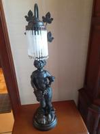 Bronskleurig beeld met lamp. Zwart, 65cm hoog., Antiek en Kunst, Kunst | Beelden en Houtsnijwerken, Ophalen