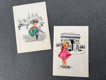 Vintage kaarten kindjes beschikbaar voor biedingen