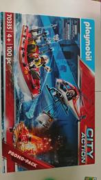 Playmobil brandweer boot en helikopter, Kinderen en Baby's, Speelgoed | Playmobil, Ophalen, Nieuw, Complete set