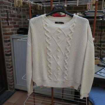 Oversized gebreide sweater crème kabels 7 for all mankind 40 beschikbaar voor biedingen