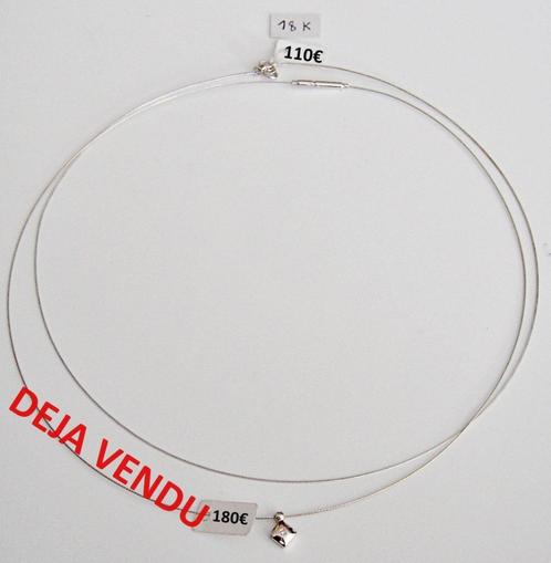 Collier câble en or blanc 18K de 42 cm, NEUF, Bijoux, Sacs & Beauté, Colliers, Neuf, Or, Blanc, Enlèvement ou Envoi