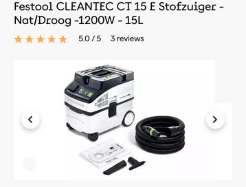 Festool CLEANTEC CT 15 E Stofzuiger - Nat/Droog -1200W - 15L