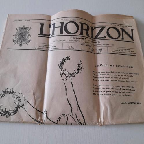 L'Horizon - krant samedi 19 juillet 1930., Verzamelen, Tijdschriften, Kranten en Knipsels, Krant, 1920 tot 1940, Ophalen