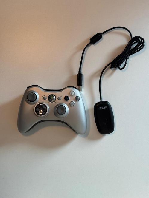 Xbox 360 Controller (Silver) + USB Receiver, Games en Spelcomputers, Spelcomputers | Xbox | Accessoires, Gebruikt, Xbox 360, Controller