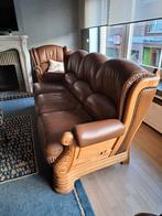 Salon leder + eik, Ophalen, Zo goed als nieuw, Hout