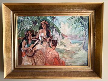Exotisch schilderij Tahiti of Hawaii Valgaerts 1950 beschikbaar voor biedingen