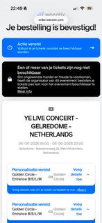 Kanye West Gelredome - 2x tickets Golden Circle, Tickets en Kaartjes, Evenementen en Festivals, Twee personen
