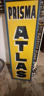 reclamebord Prisma Atlas in glas, Verzamelen, Ophalen, Gebruikt, Reclamebord, Plaat of Schild, Overige merken