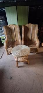 Rotan 2 stoelen en tafeltje, Huis en Inrichting, Ophalen, Zo goed als nieuw