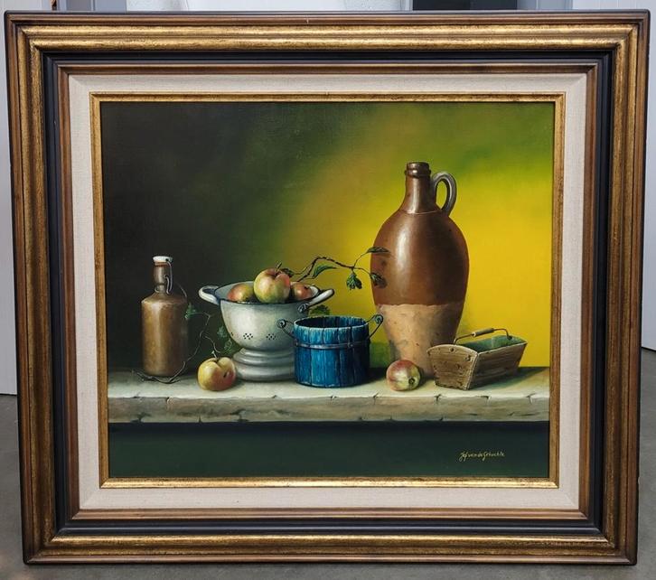 Jef VAN DE GEHUCHTE, stilleven met appelen, Antiek en Kunst, Kunst | Schilderijen | Klassiek, Ophalen of Verzenden
