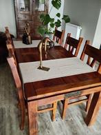 Salle à manger en teck massif avec 6 chaises, Maison & Meubles, Teck, Aziatisch, 150 à 200 cm, Cinq personnes ou plus