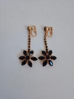 Oorclips goud zwart strass nieuw, Bijoux, Sacs & Beauté, Boucles d'oreilles, Neuf, Enlèvement ou Envoi, Noir, Avec strass