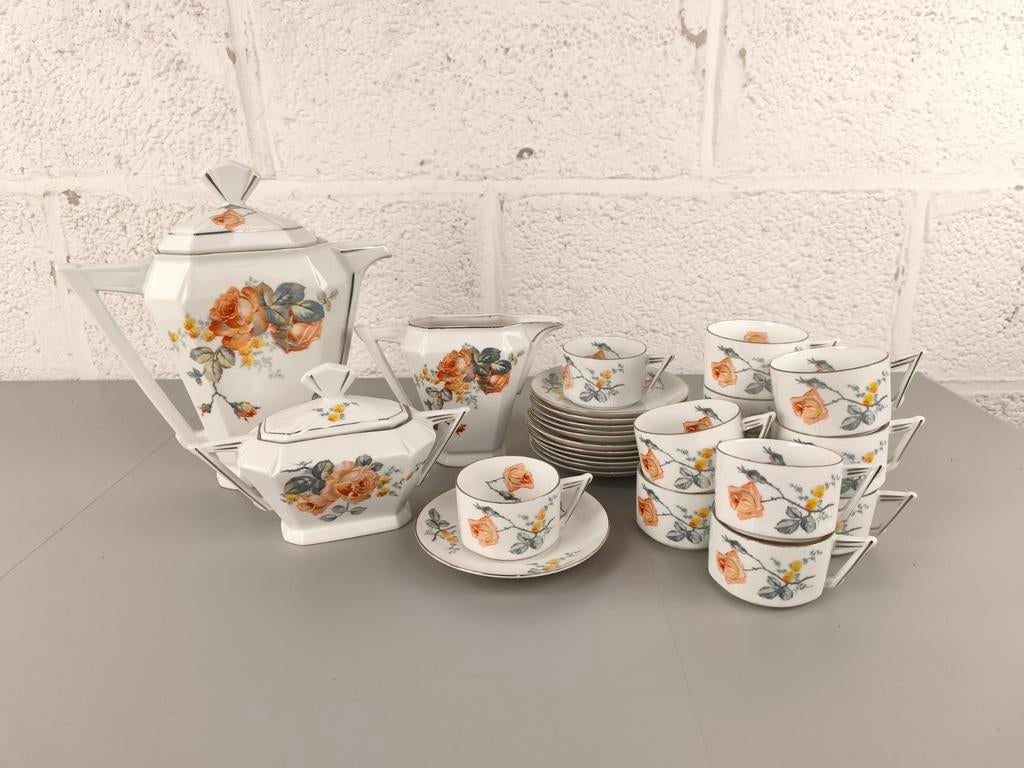 Art deco servies Bloch & Co 12pers., Antiquités & Art, Antiquités | Services (vaisselle) complet, Enlèvement