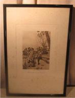 Gravure ancienne 'Promenade sur la terrasse' - 31x21, Antiquités & Art, Enlèvement ou Envoi