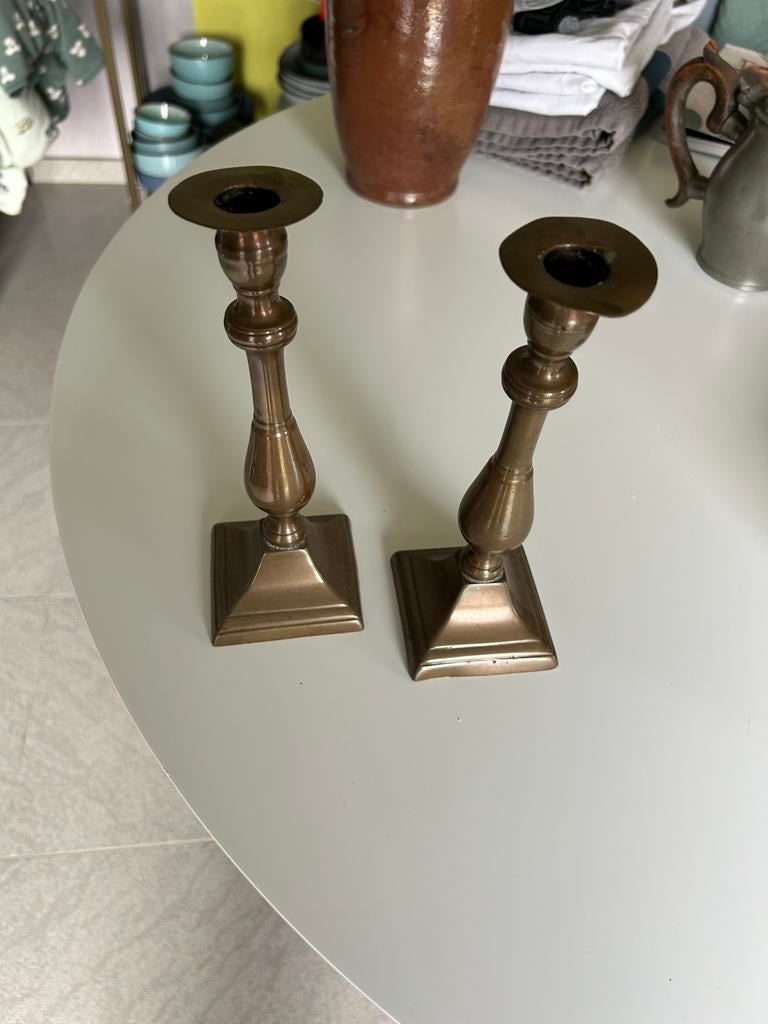 Antieke koperen kandelaars, Antiek en Kunst, Ophalen