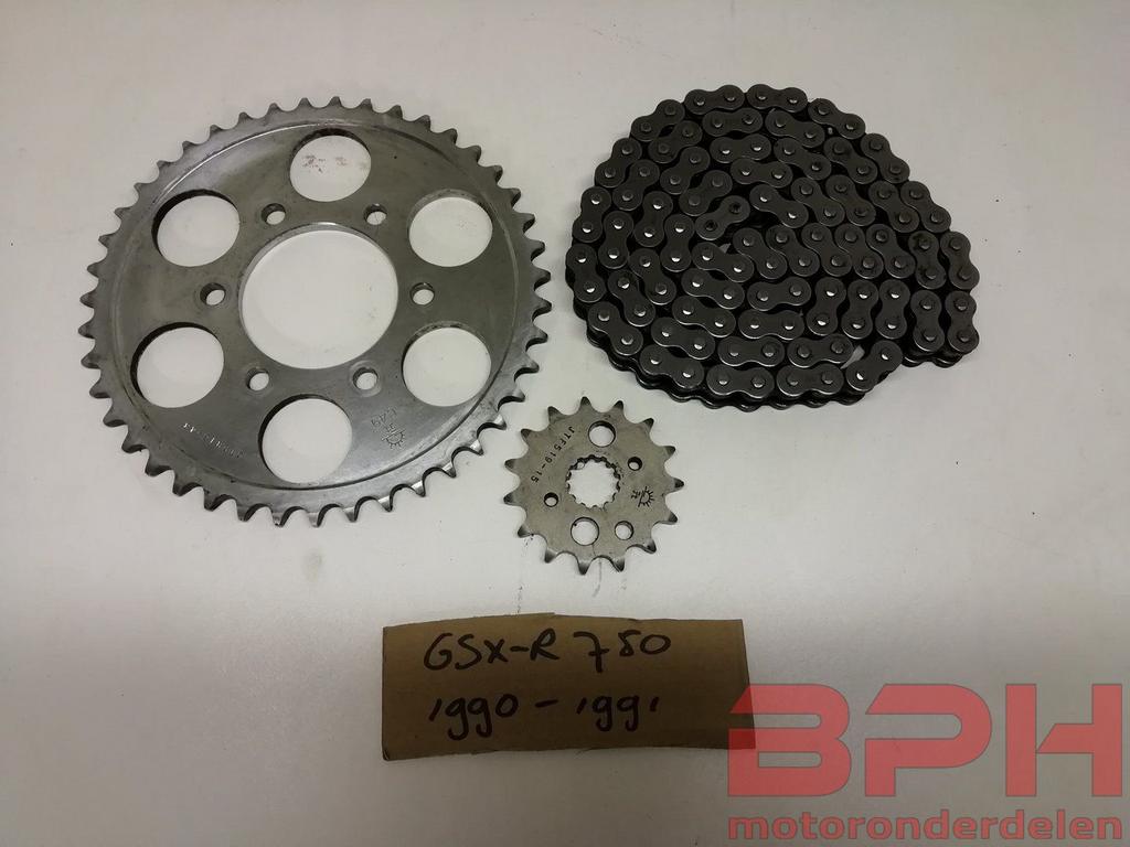 Kettingset Suzuki GSX-R 750 1990 t/m 1991 ketting tandwielen, Motos, -, Utilisé, -, -