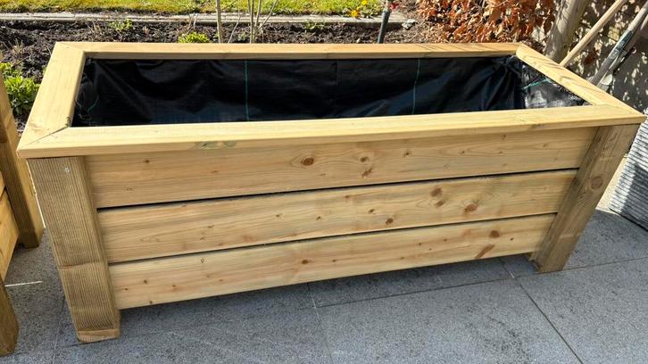 Mooie grote bloemenbak, Tuin en Terras, Bloembakken en Plantenbakken, Zo goed als nieuw, Hout, Binnen, Balkon, Tuin, 30 tot 60 cm