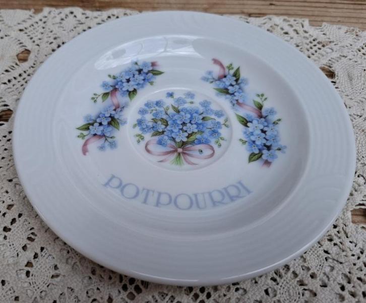 Vintage Potpourri bordje, vergeet me nietjes, Royal Schwabap, Antiek en Kunst, Curiosa en Brocante, Ophalen of Verzenden