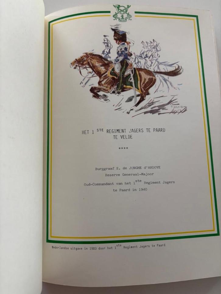 Bijzonder zeldzaam boek 1ste Regiment Jagers te Paard, Collections, Objets militaires | Général, Armée de terre, Enlèvement ou Envoi