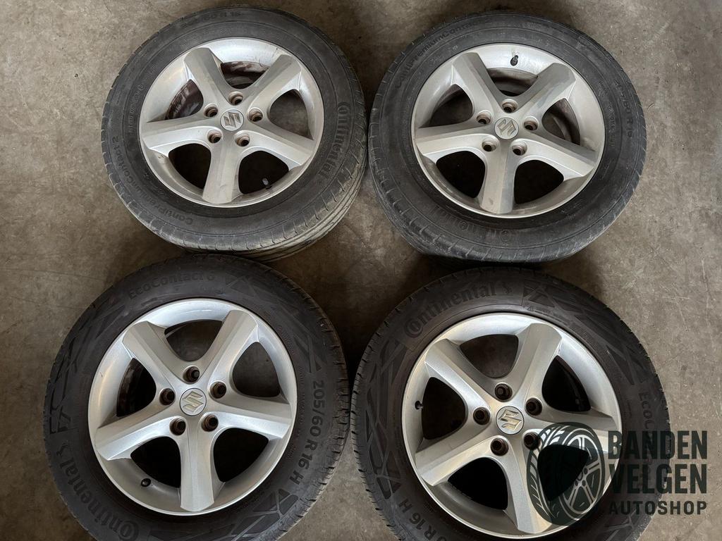 Fiat Sedici Suzuki SX4 Zomer 205-60-16 5 x 114 ET50 NG 60,1, Gebruikt, -, Banden en Velgen, Zomerbanden