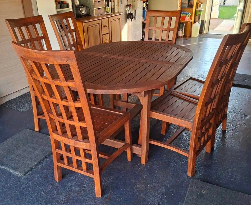 Table est chaises teck, Jardin & Terrasse, Enlèvement