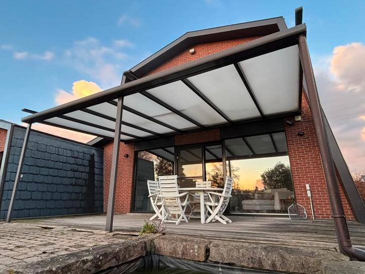 Aluminium pergola/overkapping met zonnescherm en windsensor, Tuin en Terras, Overkappingen, Gebruikt, Veranda, Ophalen