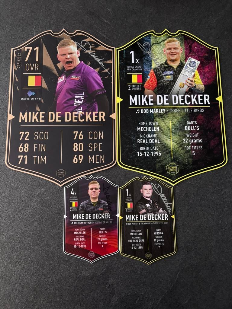 Ultimate cards mike de decker gesigneerd !, Sport en Fitness, Darts, Ophalen, Zo goed als nieuw