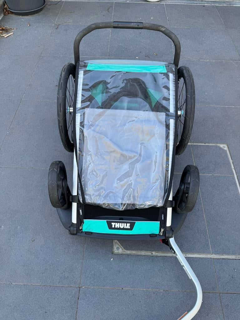 Thule fietskar chariot 1 kind. Groen., Fietsen en Brommers, Ophalen, Gebruikt, Opvouwbaar, Kinderkar