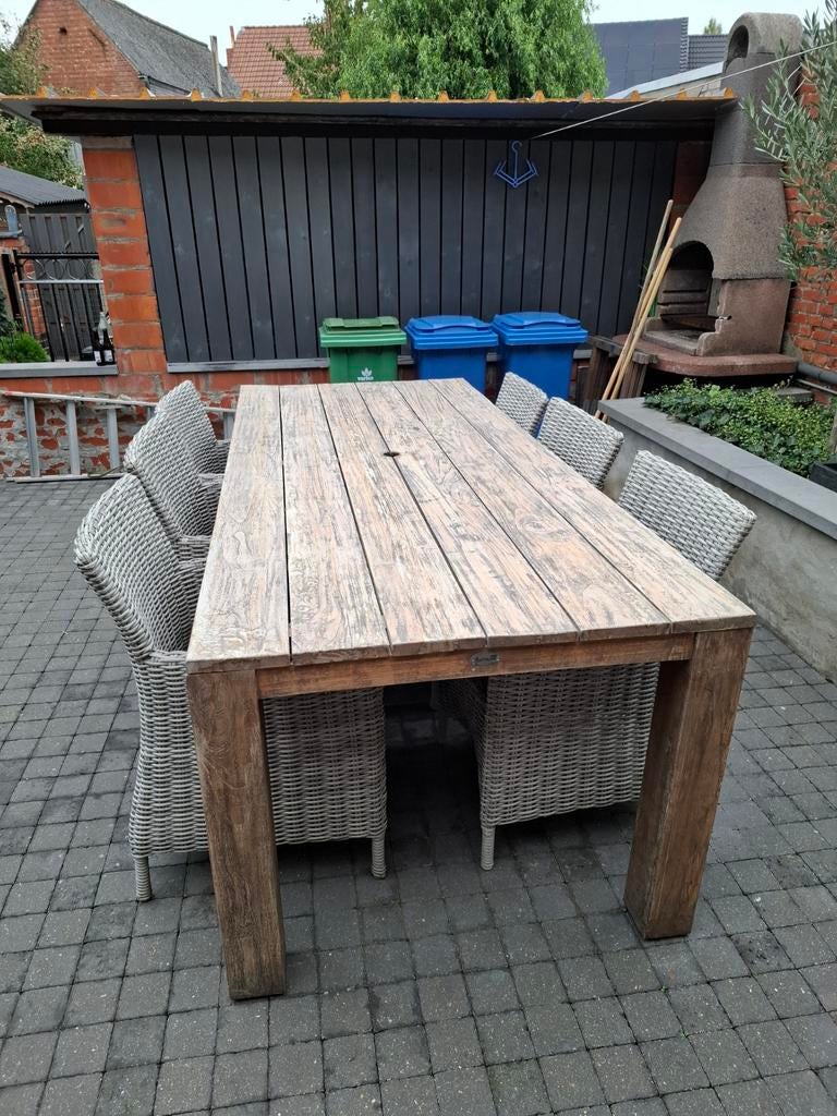 Teak tafel met 6zetels met kussens, Ophalen