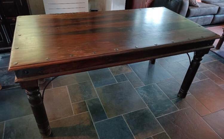 Table à manger coloniale avec 6 chaises, Enlèvement, Comme neuf