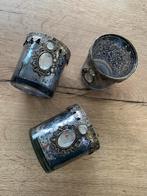 Set 3 potjes, Gebruikt, Blauw, Ophalen of Verzenden, Kandelaar