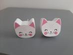 Schattige houten katten knopjes – kinderkamer set, Ophalen of Verzenden