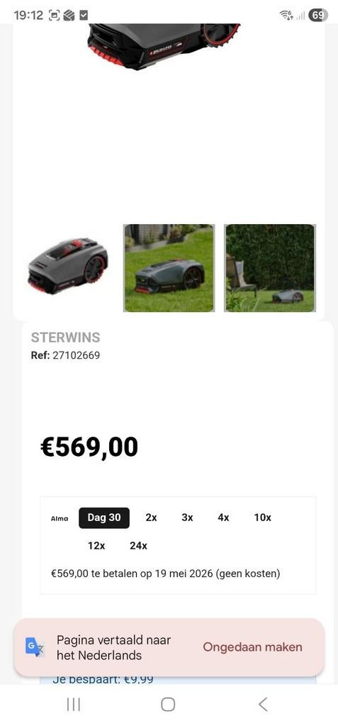 Nieuwe grasrobot robotmaier, Ophalen