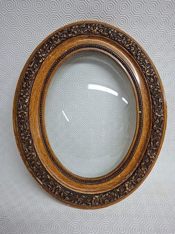 Cadre photo ancien, cadre en bois, verre creux incurvé, TV, Hi-fi & Vidéo, Photo | Cadres photo, Enlèvement, Utilisé