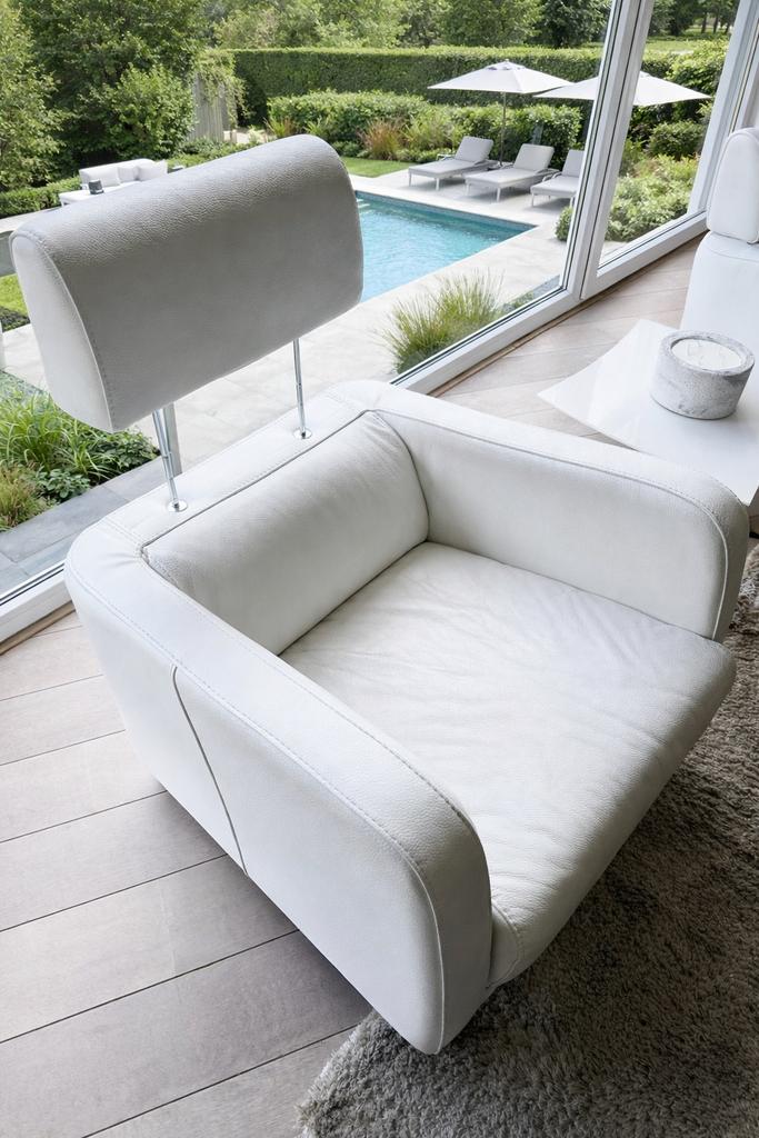 2 witte lederen zetels merk Marinelli, Ophalen, Gebruikt, Eenpersoons, Rechte bank