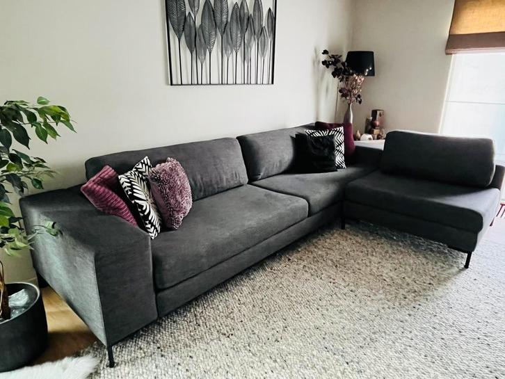 Modern hoeksalon antracietgrijs, Huis en Inrichting, Zetels | Complete zithoeken, Gebruikt, Stof, Ophalen