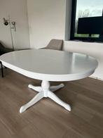 Witte uitrekbare tafel 110/155 cm, Huis en Inrichting, Tafels | Eettafels, Gebruikt, Ophalen of Verzenden, Vijf personen of meer