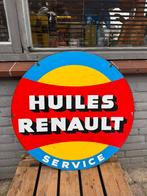 Panneau d'affichage émaillé Huiles Renault Service, Collections, Enlèvement, Utilisé, Panneau publicitaire