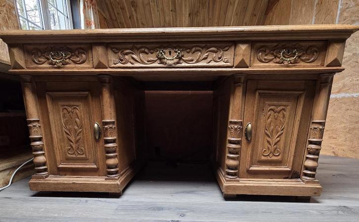 autentiek eiken bureau, Huis en Inrichting, Bureaus, Gebruikt, Bureau, Ophalen