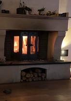 Inbouw hout kachel met schouw natuursteen, Ophalen, Gebruikt, Houtkachel, Inbouw