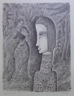 ARMAND SIMON / SURREALISME / ZW-W LITHO / 66x50cm / SIG, Ophalen of Verzenden