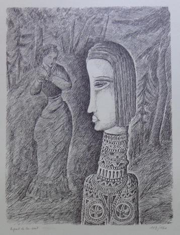 ARMAND SIMON / SURREALISME / ZW-W LITHO / 66x50cm / SIG beschikbaar voor biedingen